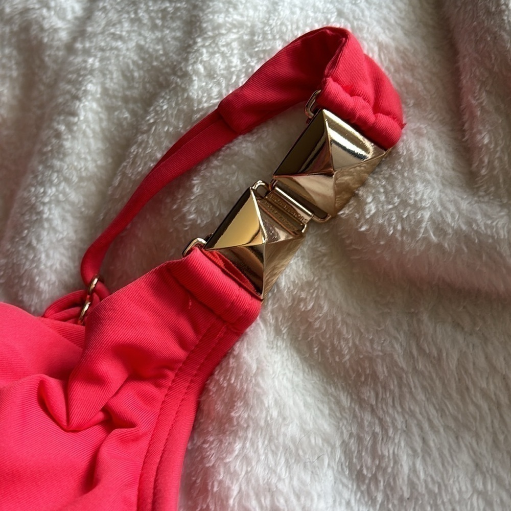 Michael Kors Sea coral 2 piece over the shoulder twist tankini swimsuit S - Picture 4 of 14